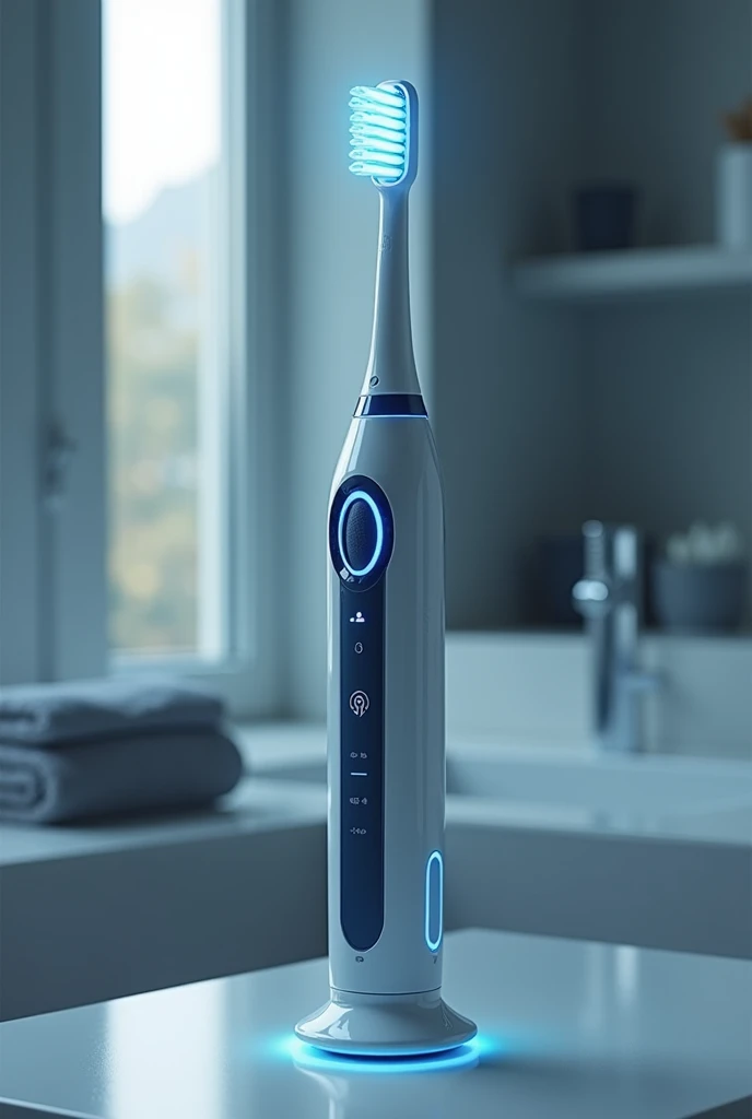 Toothbrush with built-in speakers that play music, and with integrated lights  