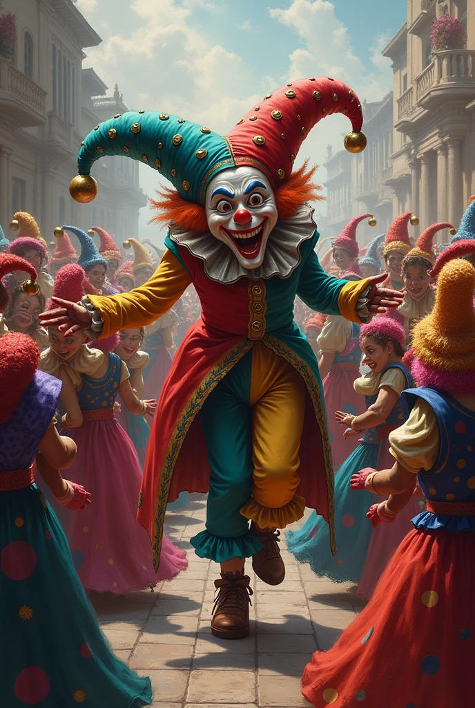 A jester is a crowd of people 