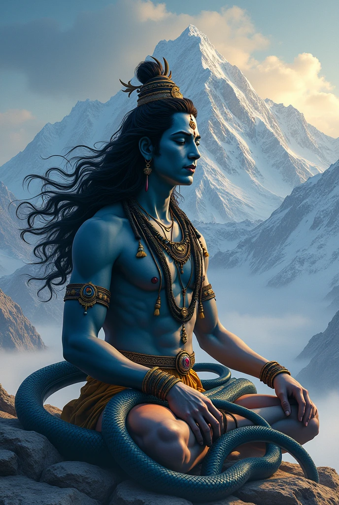 Hindu Lord Shiva In Kailash Parvat
With Snake in Nack