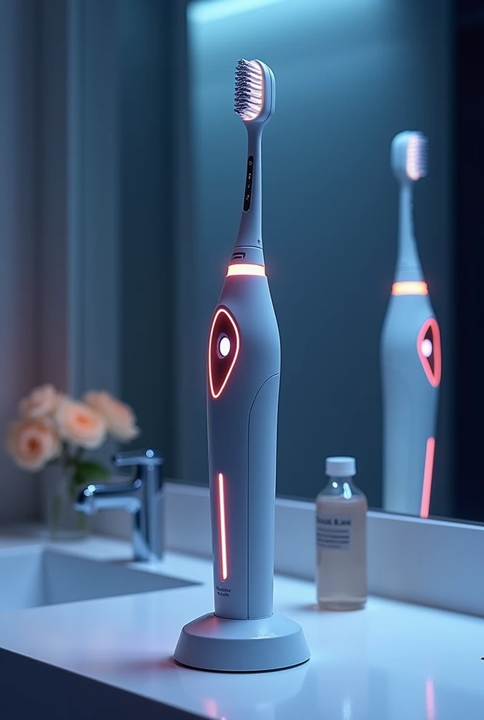 Toothbrush with built-in speakers that play music, and with integrated lights, that music comes out of it