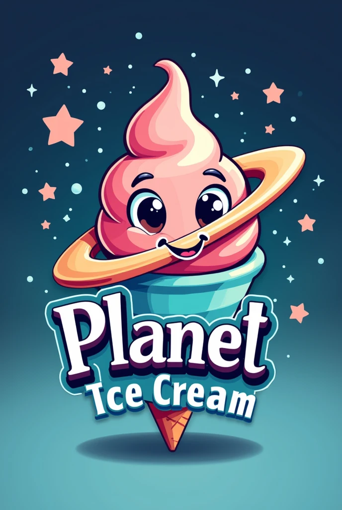 Create a logo for an ice cream company called Planet Ice Cream, The logo has to have an ice cream planet theme.