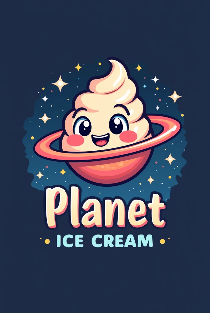 Create a logo for an ice cream company called Planet Ice Cream, The logo has to have an ice cream planet theme.