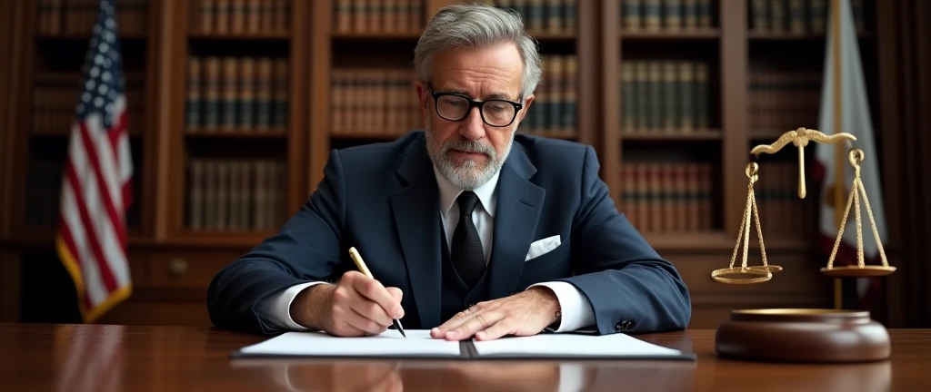 arafed man in a suit signing a book with a gavel, defense attorney, lawyer, signing a bill, lawyer suit, court session images, lawyer clothing, law contrasts, judge's gavel, law - aligned, judge, gavel, outstanding detail, court images, editorial photo, thumbnail, in a courtroom