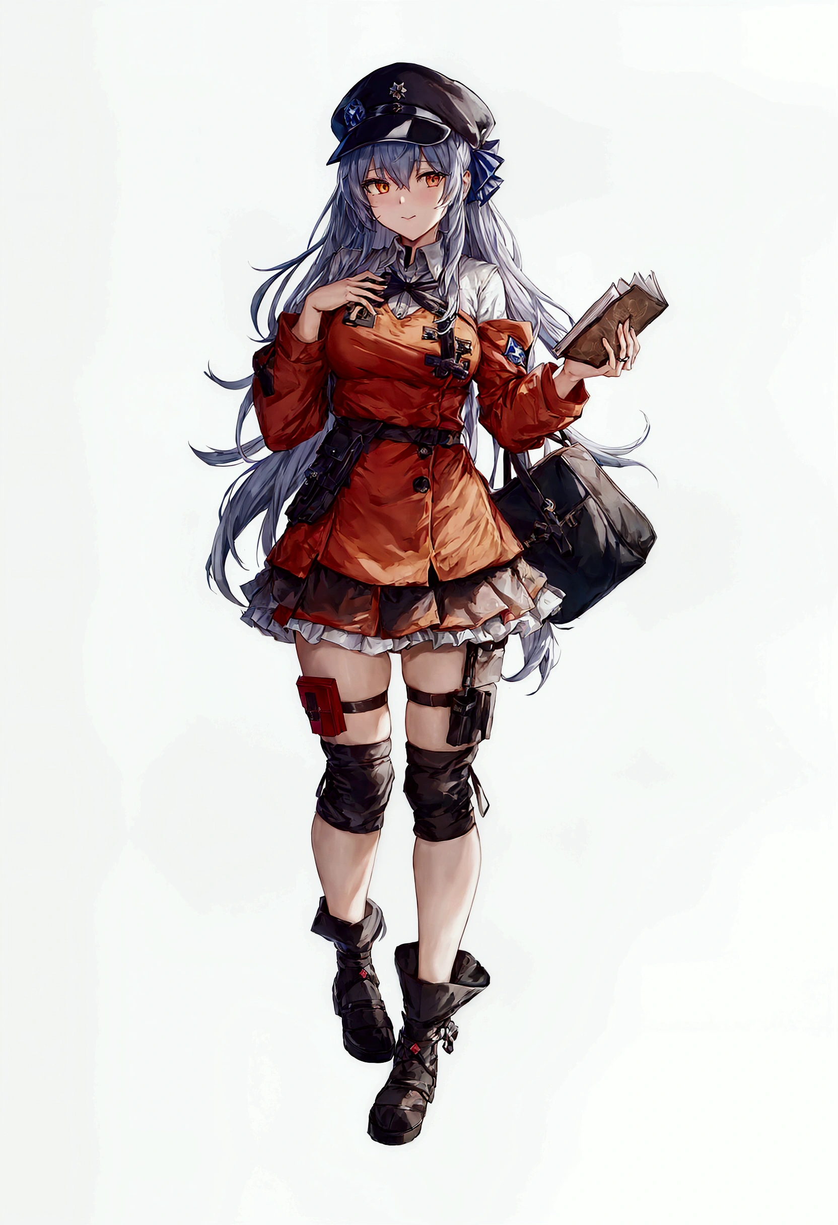 anime girl with a book and a bag holding a book, anime style, from girls frontline, fine details. girls frontline, girls frontline universe, girls frontline style, girls frontline, girls frontline cg, soft anime illustration, 2 0 2 2 anime style, 2022 anime style, pixiv contest winner, pretty anime character design, render of april, rpg portrait full body, official character art, rpg character, jrpg character, fullbody rpg portrait, female protagonist 👀 :8, alchemist girl, 