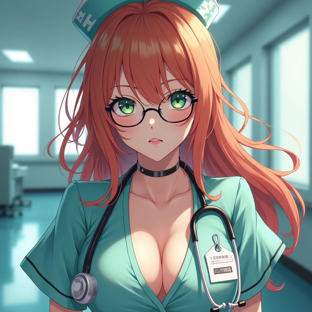 Beutiful,sexy nurse,anime,open top,copper long hair,green eyes,glases focus full bodyFirst-Person View, 8k
Nikon, Award Winning, High Resolution,