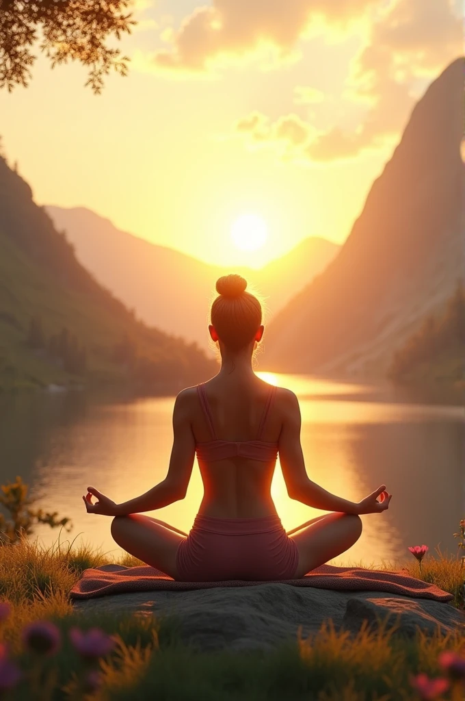 imageio: A calm and inspiring setting, like a sunrise or a person practicing yoga outdoors.