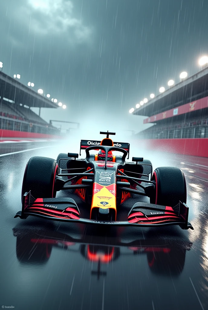 An F1 car in the rain