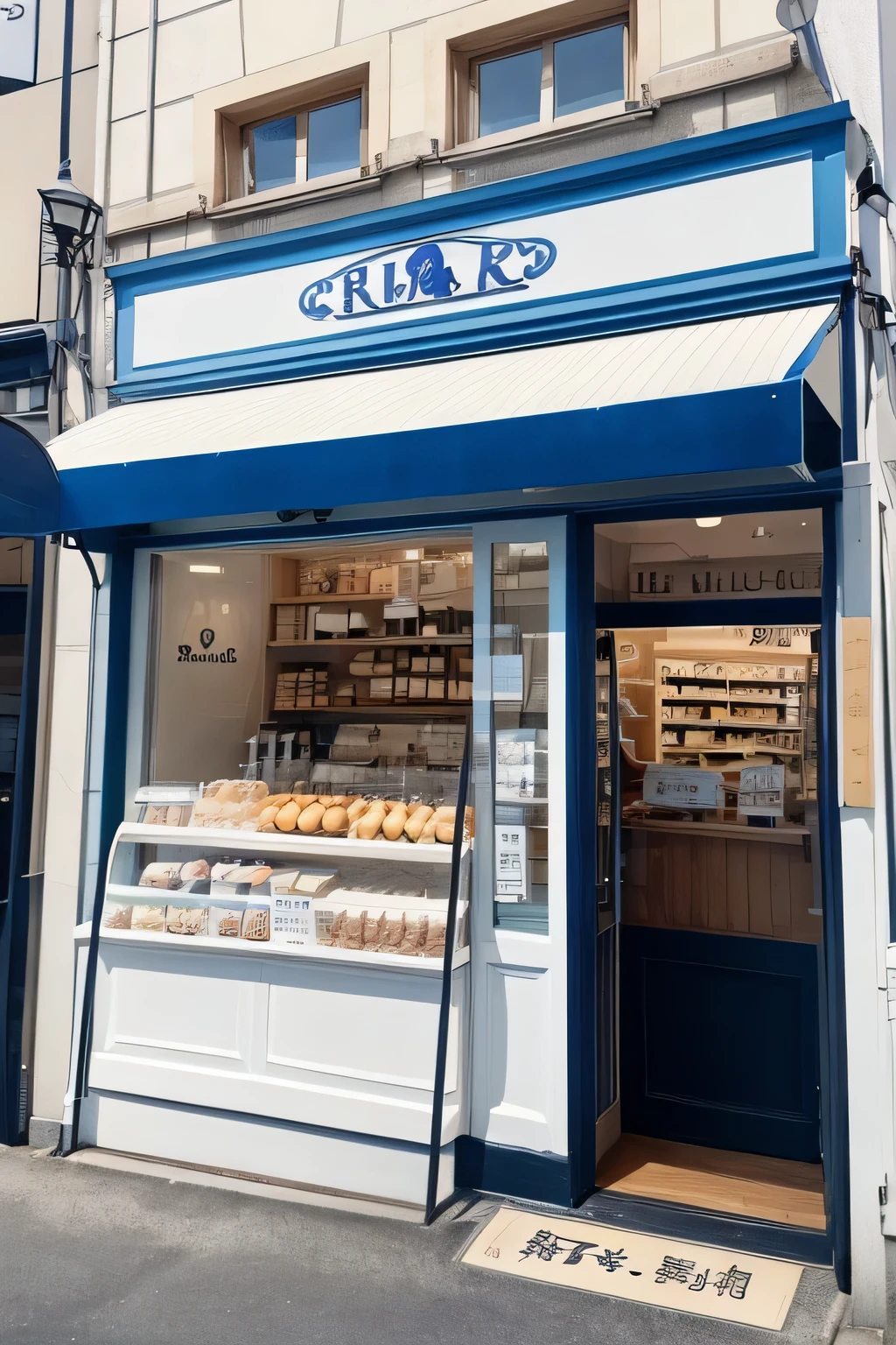 Store design for a milk specialty store based on blue, white, and black。 A cute, pop-style French country-style shop for women。 Fresh milk for sale、Soft serve ice cream and milk pudding、A store that also sells milk donuts。 Located in a department store in Kichijoji, Japan。 It&#39;s a small restaurant with about 10 seats for eating in.。