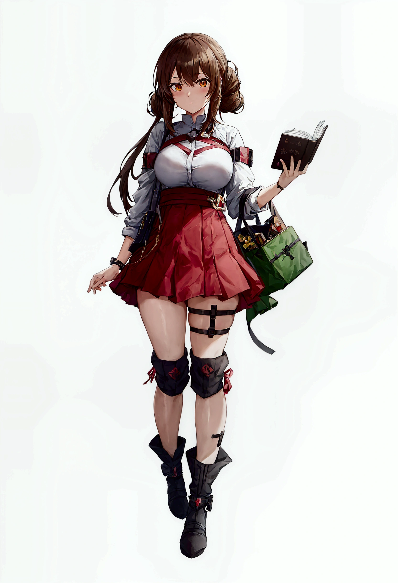 anime girl with a book and a bag holding a book, anime style, from girls frontline, fine details. girls frontline, girls frontline universe, girls frontline style, girls frontline, girls frontline cg, soft anime illustration, 2 0 2 2 anime style, 2022 anime style, pixiv contest winner, pretty anime character design, render of april, rpg portrait full body, official character art, rpg character, jrpg character, fullbody rpg portrait, female protagonist 👀 :8, alchemist girl,