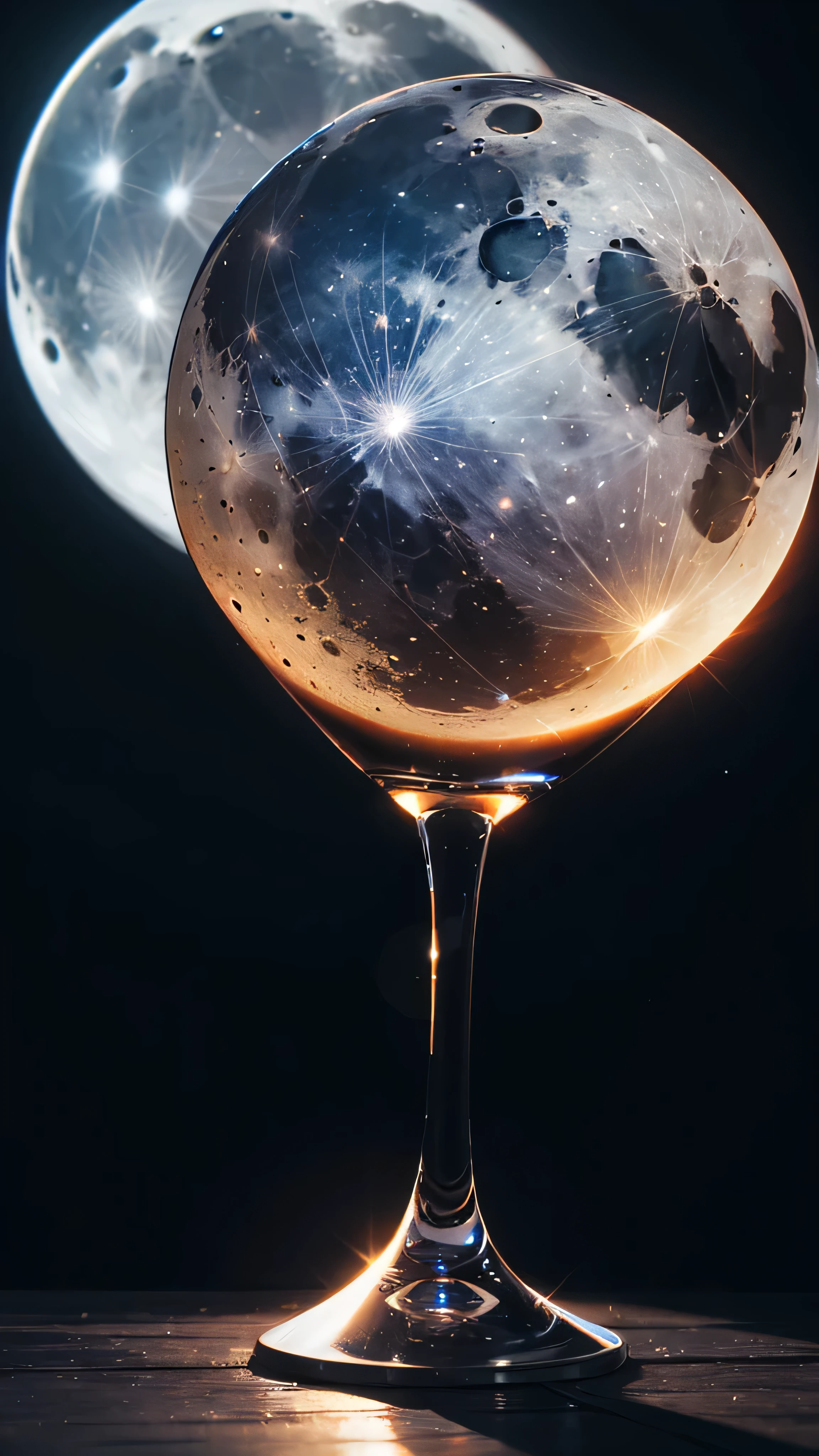 RAW, professional photograph, medium shot, photorealistic, hyper-realistic, ray tracing, super detail, UHD, 8k, blue background, first quarter moon