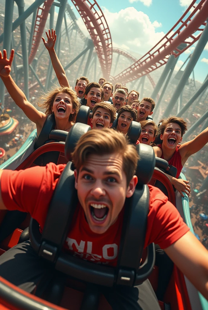 People screaming while riding a roller coaster