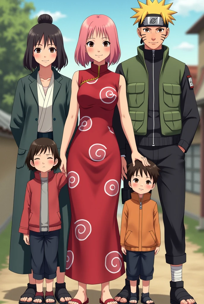 Family of Naruto dress his wife like Sakura haruno 