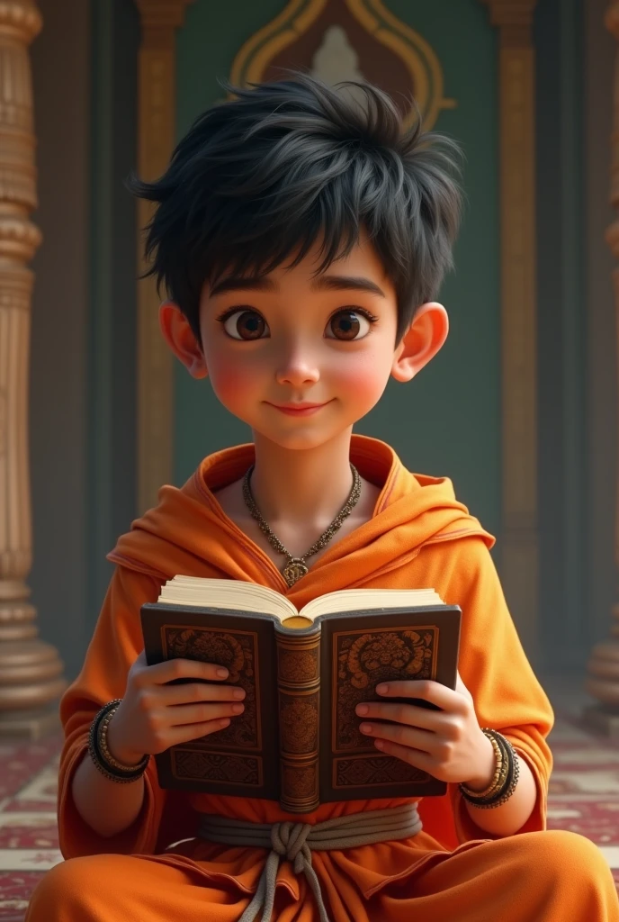 Boy with Gita and Hinduism outfit 
