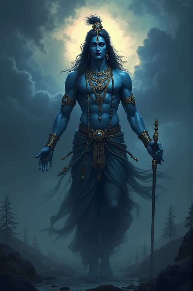 God of krishna shadow background evening