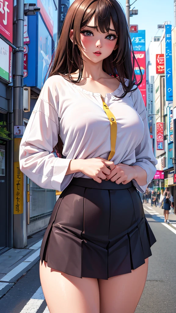 the extremely detailed CG Unity 8K wallpapers、premium、ultra detailed、masterpiece、realisitic、Real photo、extremely detailed cute girl、20 years、((Lift your skirt yourself)))、(Raised by yourself)、panties on、panties focus、red blush、lips parted、looking at the spectators、armpit, half body shot、(Large multitudes)、(on a street in Tokyo)、(((Show off your pubic area with enthusiasm )))