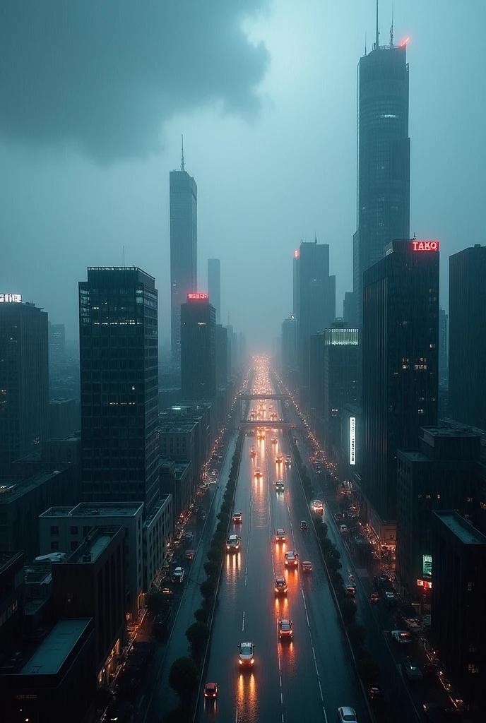 rainstorm，street，Shanghai，Aerial Photography