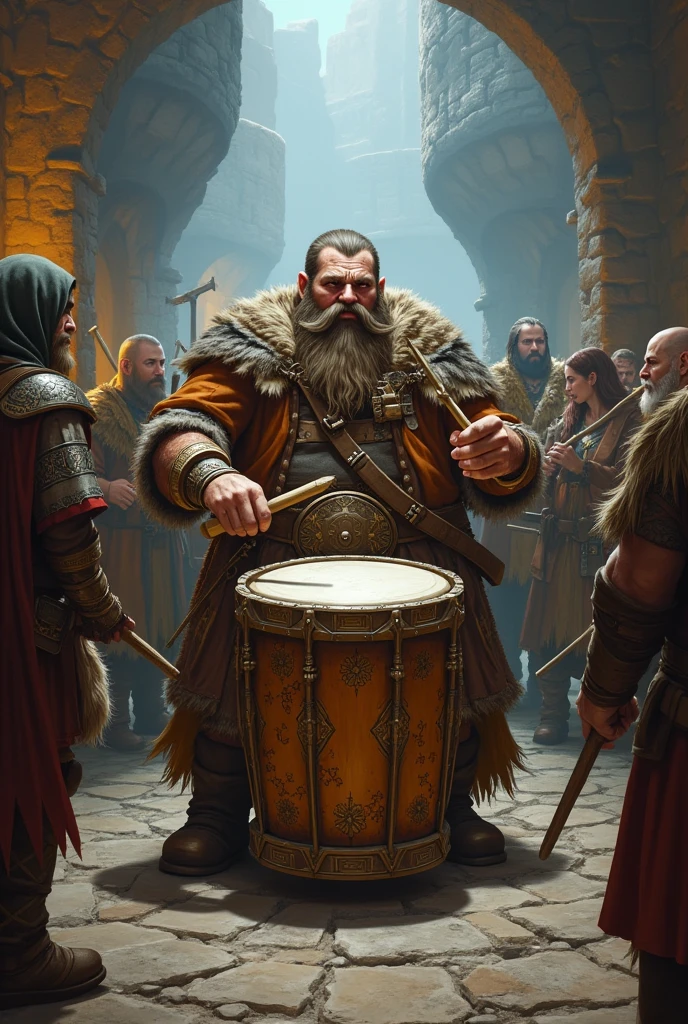 Create a Dwarf RPG Bard with Drums Playing 