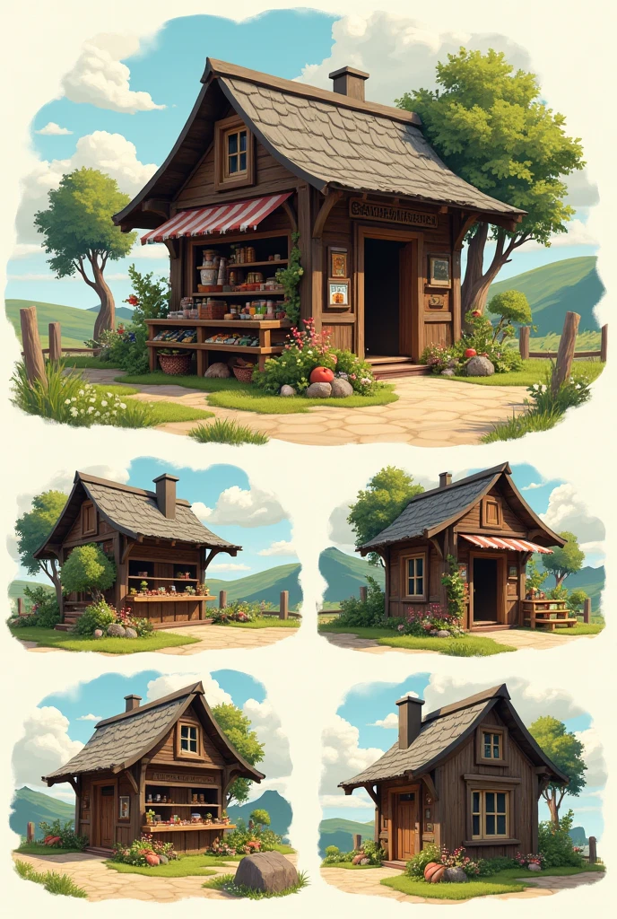 Outdoor country kiosk seen from different angles