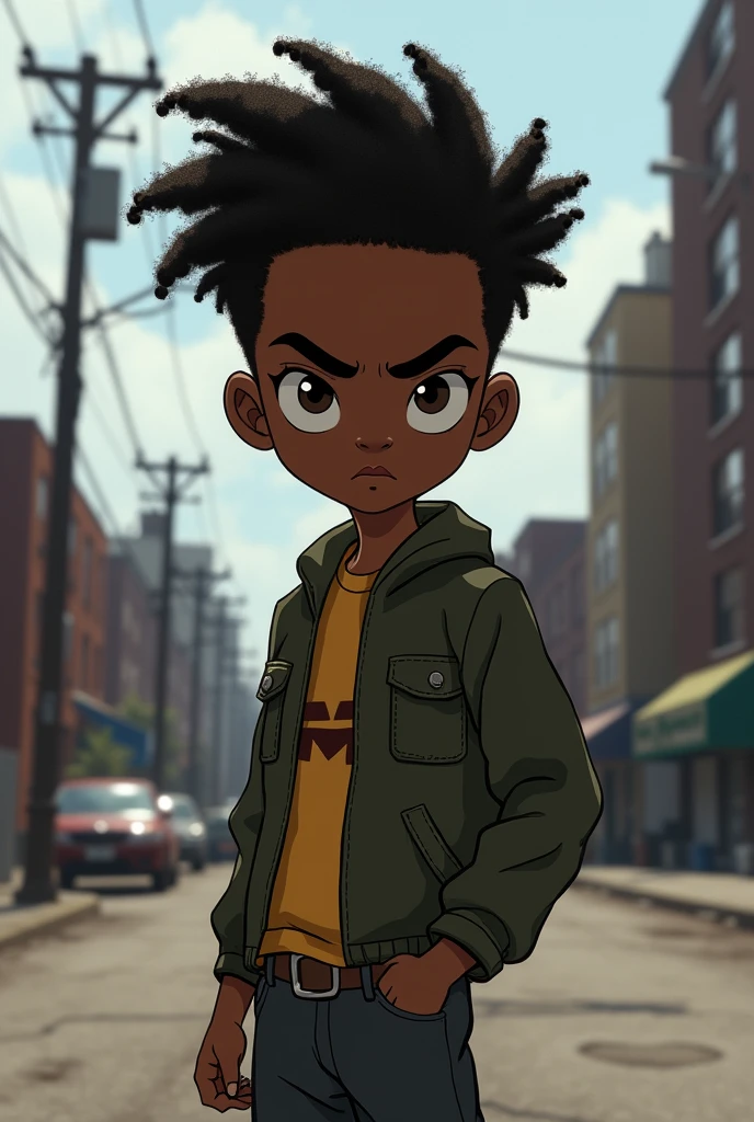 A picture of Riley from Boondocks animation. i want it cinematic with a realistic feel