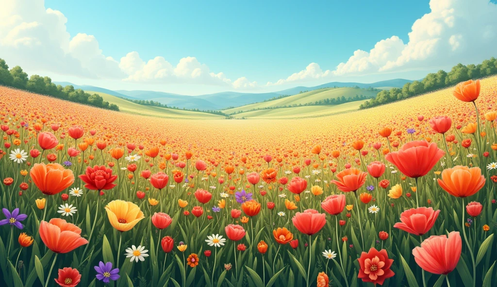 ((Highest quality)), ((masterpiece)), (detailed)Beautiful flower field