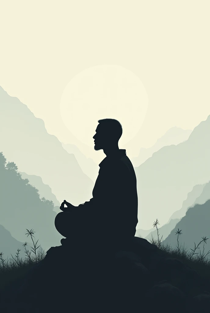 silhouette of man meditating sitting