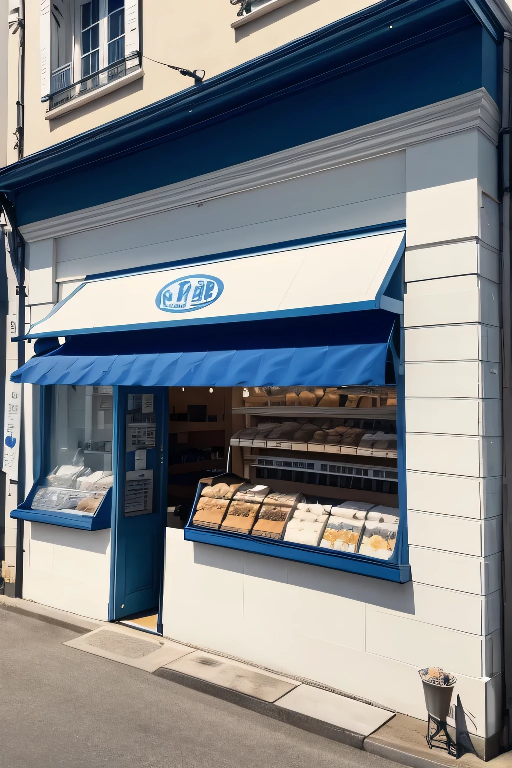Store design for a milk specialty store based on blue, white, and black。 A cute, pop-style French country-style shop for women。 Fresh milk for sale、Soft serve ice cream and milk pudding、A store that also sells milk donuts。 Located in a department store in Kichijoji, Japan。 It&#39;s a small restaurant with about 10 seats for eating in.。