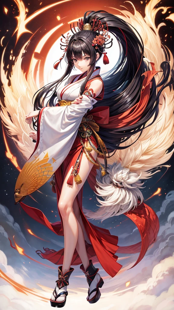 Japanese nine-tailed fox girl,Long flowing hair , henta, sex, nsfw, голое тело, соски, проститутка, секс-клуб,