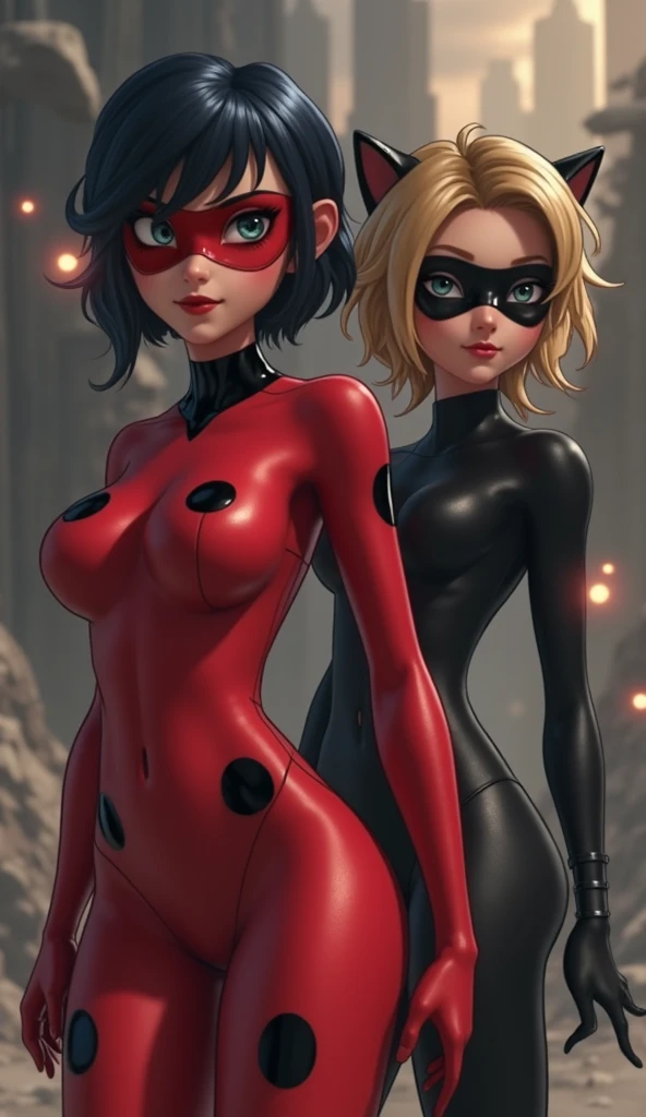 violet parr and Helen parr. evil smile. Evil style. Black Latex Costume.