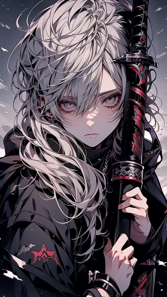 anime, Gray-haired woman with dragon, Holding a sword, In the snow, Gray-haired deity, detailed anime character art, long, From Arknights, detailed key anime art, Gray-haired, Beautiful male grim reaper, detailed anime art, detailed digital anime art, badass anime 8 k, Gray-haired, Jan J, artstation pixivでトレンド, Griffith