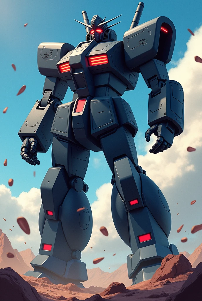 Fluorescent Black, anime, Giant Robot, Curved, A profound feeling, Full-Body Powder Magazine, High firepower,All bullets fired, heroic, Super robot full body image, Fighting with the enemy, Simple Background,universe,