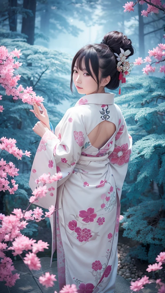 I would like a Japanese woman to create an image of a Japanese god on her back. I want you to pay attention to detail. I'm a professional graphic designer. High quality CG. Full body