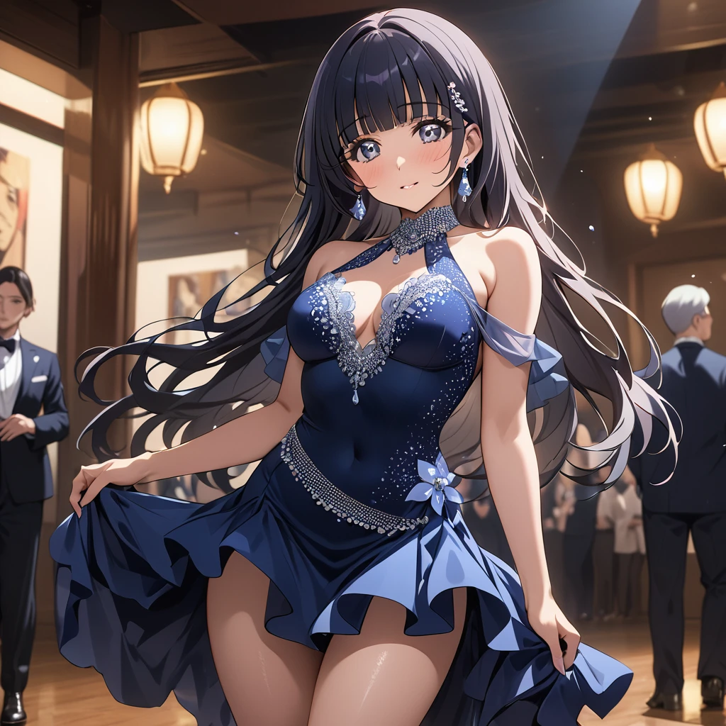 ((Highest quality)), ((masterpiece)), (detailed), (Perfect Face)、The woman is Reika Aoki with semi-long hair、Woman wears Latin dance dress in South America