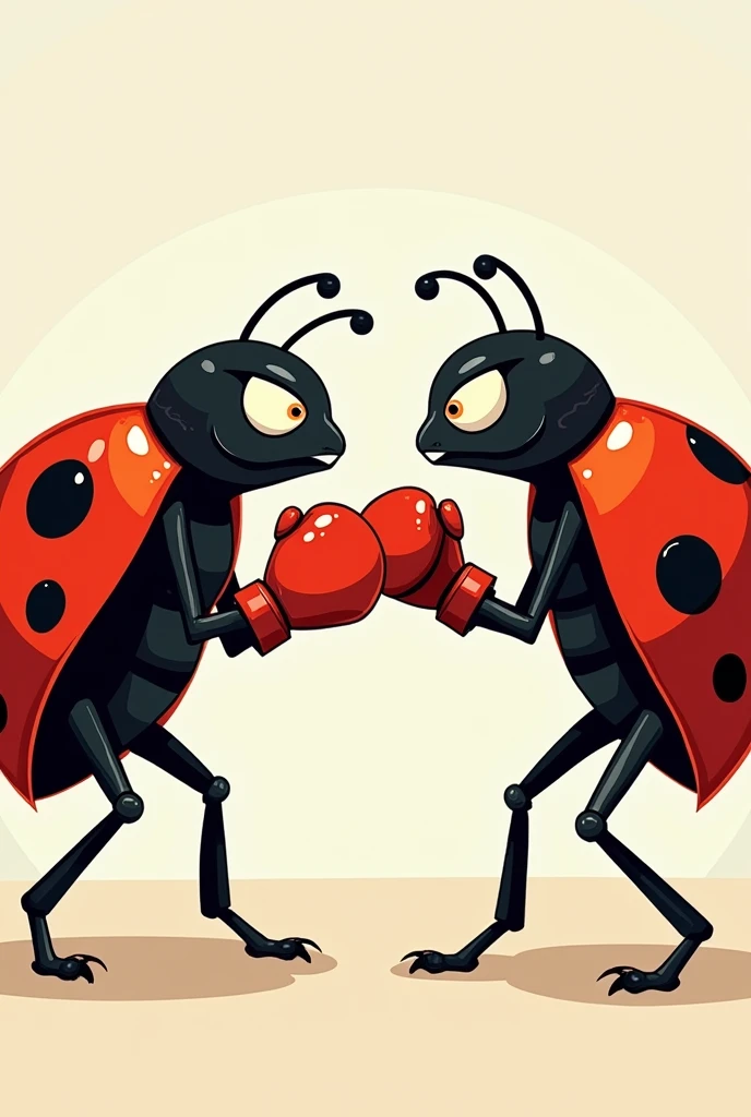 A ladybug boxing against another one