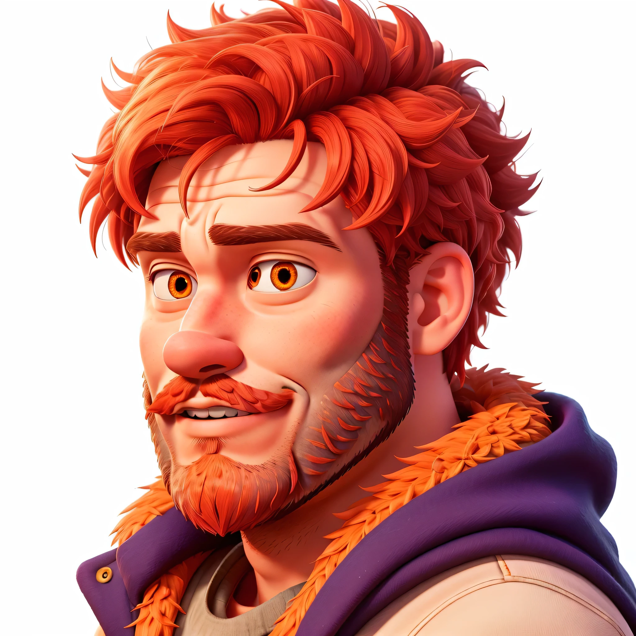 a close up of a man with a beard and a vest, detailed character portrait, ginger hair and fur, character headshot portrait, reddish beard, character - portrait, character art portrait, detailed character art, human male character art, a character portrait, ryan glitter concept artist, character portrait, orange - haired anime boy, high quality portrait, a portrait of the character,HD, (best details), (best quality), disney style, happy, masterpiece, best quality, high resolution, christmas, lights, snow, young people, (((red Christmas hat))) Christmas decoration