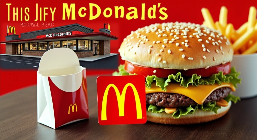 main image: Display the iconic McDonald&#39;s logo prominently, perhaps on a vibrant red background, which is the brand&#39;s traditional color.

Secondary Elements:

Include a picture of a classic McDonald&#39;s restaurant from the 1950s or 1960s, with the famous golden arches sign, to evoke nostalgia.
Add some of the most famous products, SOM um Big Mac ou uma embalagem de batatas fritas, In a corner of the image.
Cover Text: Use an impactful font for the title, SOM "The Incredible Journey of McDonald&#39;s", and position the text so that it does not overload the image, but still be clearly readable.