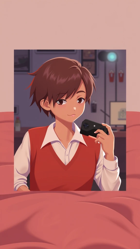 Character playing video game