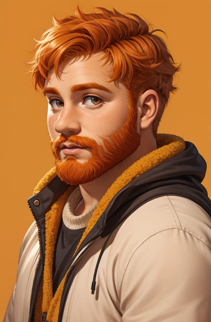 (1man), ginger hair,plain background,