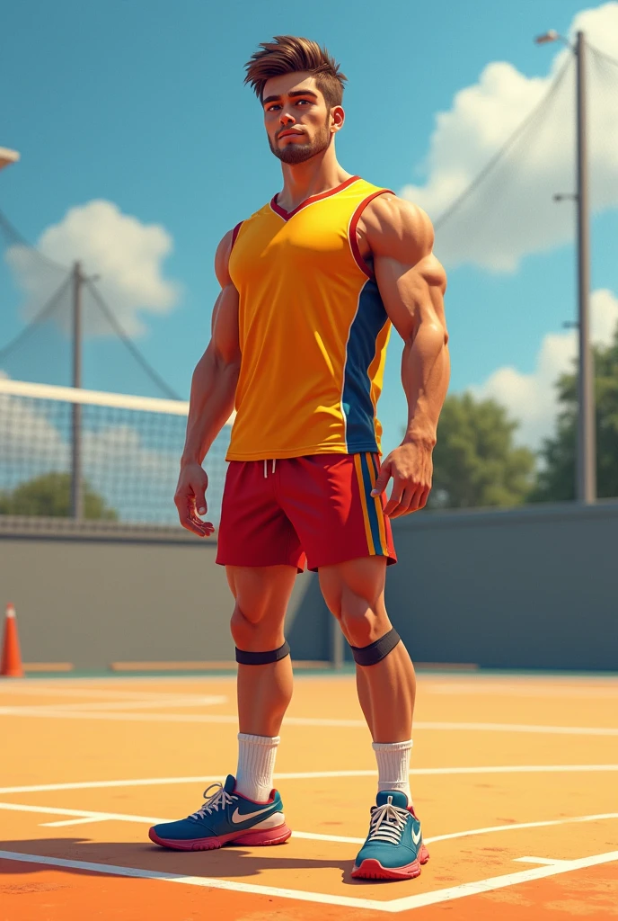 A ager in a volleyball uniform with a defined body And to be a man
