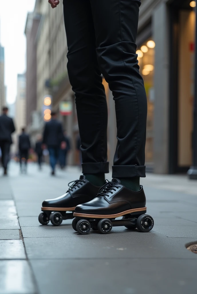 kick roller behind shoes that can hide the roller with ai and gps