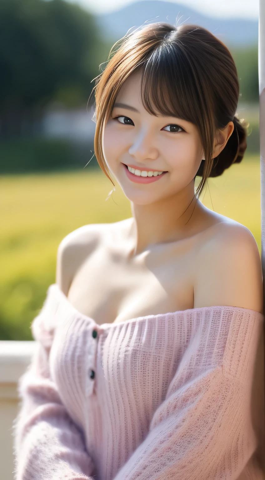 masterpiece,best quality,(Japanese girl),((Beautiful girl)),cleavage,(off shoulder:1.2),(perfect body beauty:1.2),(shy smile),From slightly above