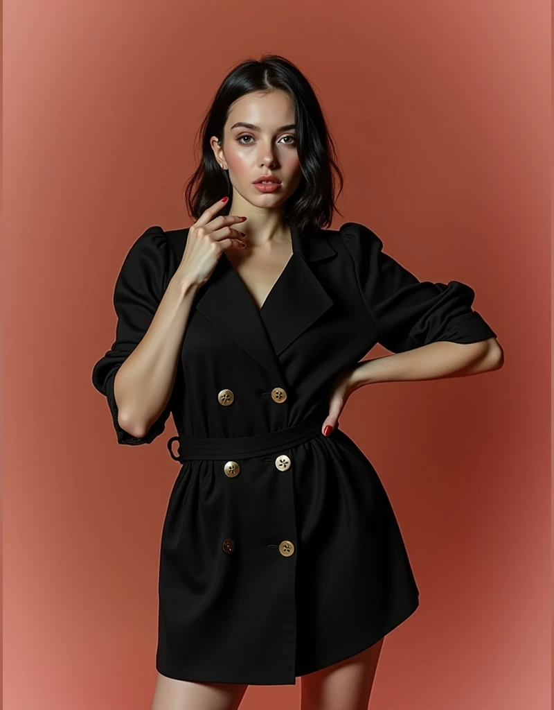 RAW photo, best quality, masterpiece, photorealistic, Polish girl, 20 years old, black hair, Light grey eyes, short bob cut, hair in 7 thirds, hair over one ear, Symmetrical eyes, pale skin, Big Breasts, rip gloss,