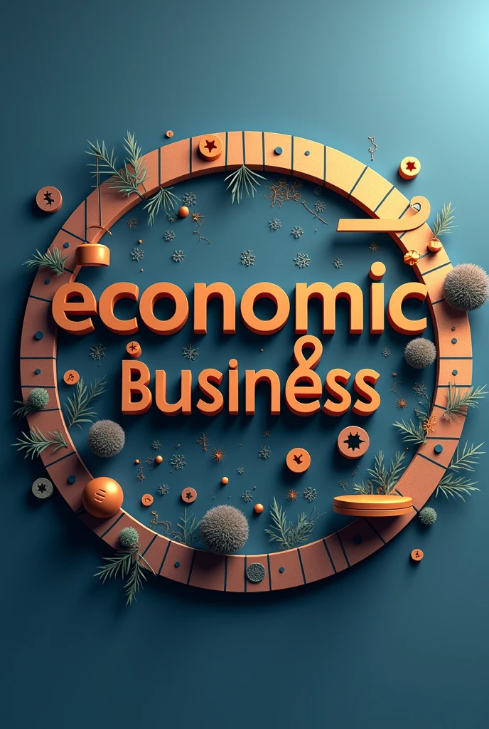 create a round image or logo with a legal theme that contains the words "Economic Law" & Business” with a fairly large size with a realistic animation style and a frontal view of the image and added elements of money and economic images.