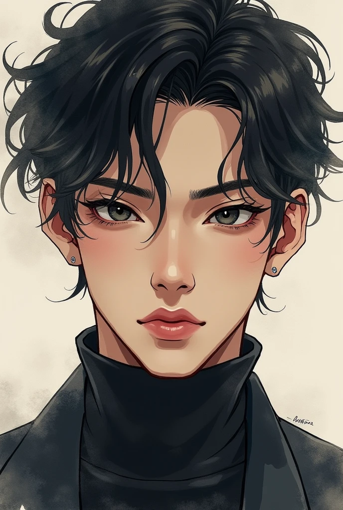 {{{best quality}}}, {1boy}, depth of field, beautiful detailed eyes, {game cg}, angular face, beautiful guy, angular face, adult, watercolor on paper, {{{{{{2024 manhwa style}}}}}}, beautiful, sexy, {{{{perfect eyes}}}}, attractive, short hair, brown hair, slim eyes, black eyes, full lips, male model, cinematic masterpiece, {{{{{detailed high quality face}}}}}, 8k quality, {{{{{proportional face}}}}}, perfect face, stunning, perfect body, soft features, muted colors