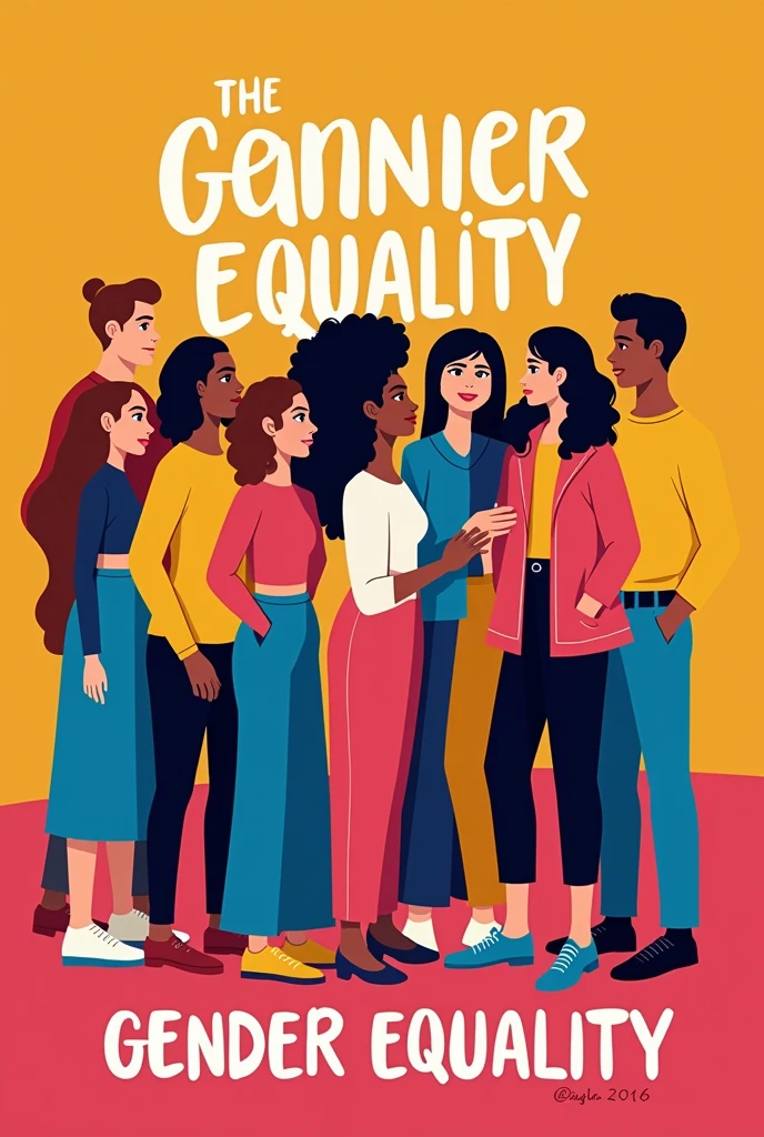 Poster on gender equality with vibrant colours and good thoughts written on the poster