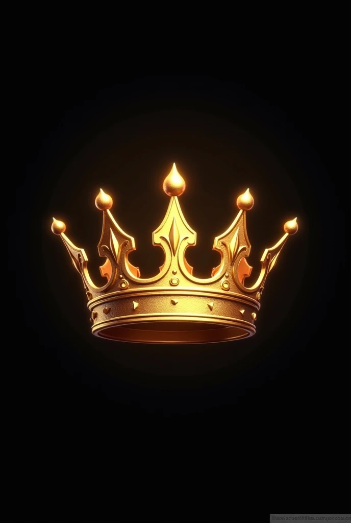 Golden crown for logo with black background, very beautiful and with small tips