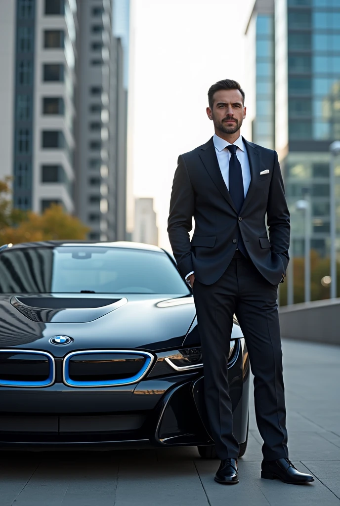 A man with bmw car
