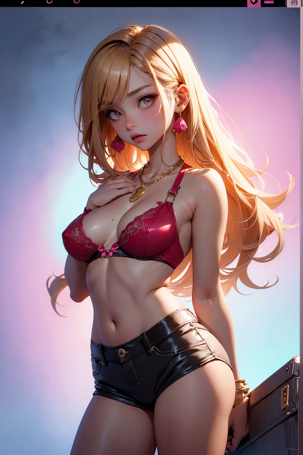 (Olivia Dunn) Hyper realistic super detailed sexy 30-year-old full-length woman (with large breasts), cup size E, trending on cgstation, (in latex harness, Transparent neon thong, perineal girdle, lace lingerie with garters and neon lace stockings, Transparent skirt, Neon lace thong, Transparent neon bra, frank, BDSM, fits the body, fits the chest, You can see the , No underpants, No bra, No shaving), a confident girl, The photo was taken from the front, from the top corner, facing the photographer, Foreground photo , (Looking Ahead), NSFW, (frontal view, facing the photographer, (the pose, standing in street, Sunflower Garden)), ( Coiling hair), Very detailed, sexy facial expressions, seductive facial expressions, [:(face detail: 1.4): 0.4], 16K resolution, 4k resolution, dinamic lighting, high-definition resolution, BDSM, (sexy pose, seductive position, seductive position), (elongated chest,: 1.7), (slimness: 1.2), (Narrow waist: 1.6), (Slim legs: 1.4), (hyper realisitc: 1.4), (back light: 1.2), (Sunlight: 1), (full height: 1.8), (pectoral muscles: 1.3), (contrasting background: 1.5), (Hyper-Realistic Arm Anatomy), (Hyper-Realistic Leg Anatomy), (Clean skin), (Veins Not Visible: 1.5), (Cinematic lighting: 1.7), (Intimate), (NVIDIA RTX Ray Tracing Technology), (Hyper-Realistic Arm Anatomy: 2), (Perfect flat stomach), (Color Image), 8mm Film Grain, Shot on Sony A9 II, 24mm Lens, f/1.8 Aperture, Deep Focus (10-bit RAW), (They stand: 1.5), The file weighs a lot, (CGI ART:1.3)