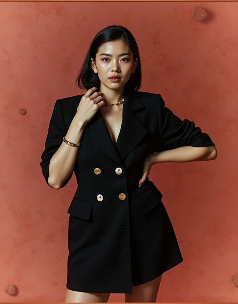 RAW photo, best quality, masterpiece, photorealistic, Polish girl, 20 years old, black hair, Light grey eyes, short bob cut, hair in 7 thirds, hair over one ear, Symmetrical eyes, pale skin, Big Breasts, rip gloss, Gel Nails, Various poses, Accessories, various poses, smiles