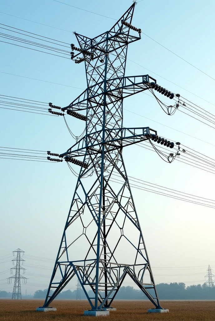 5. Fork tower: They are used when a transmission line branches into two or more directions.. These towers are more complex and are designed to handle the additional loads of deviating conductors..