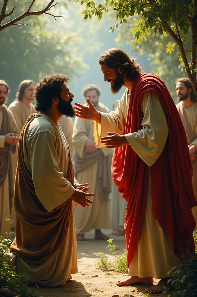 Jesus touching the ears and tongue of a deaf and mute man